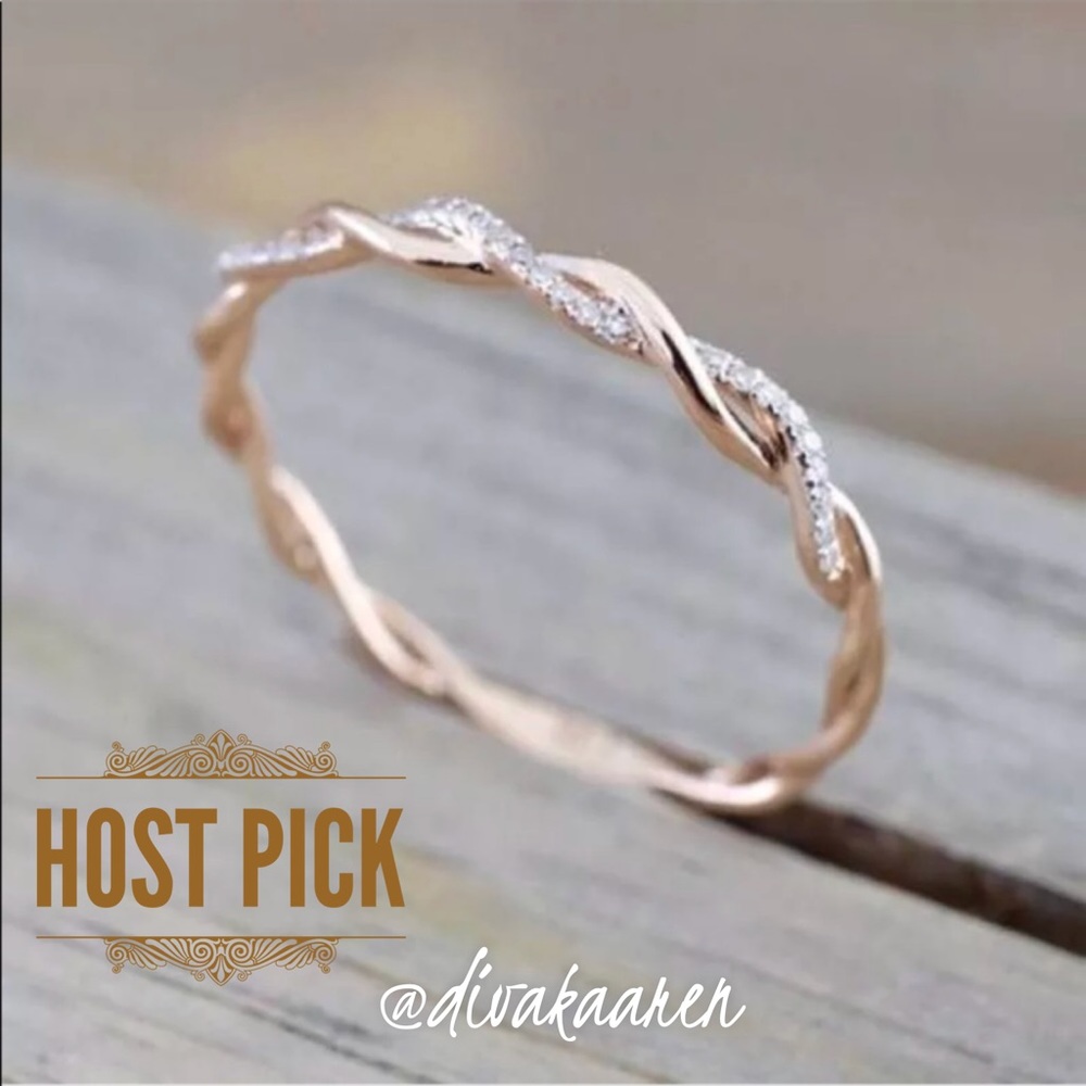 14K Gold Plated Twisted Ring stacking | Band - Picture 3 of 8
